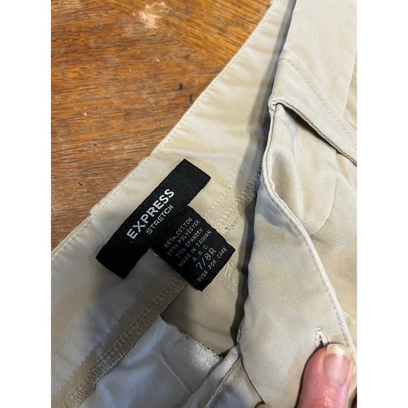 Express Stretch Dress Pants Womens 7/8R Khaki Tan Straight Leg Work Office Wear - Picture 3 of 5